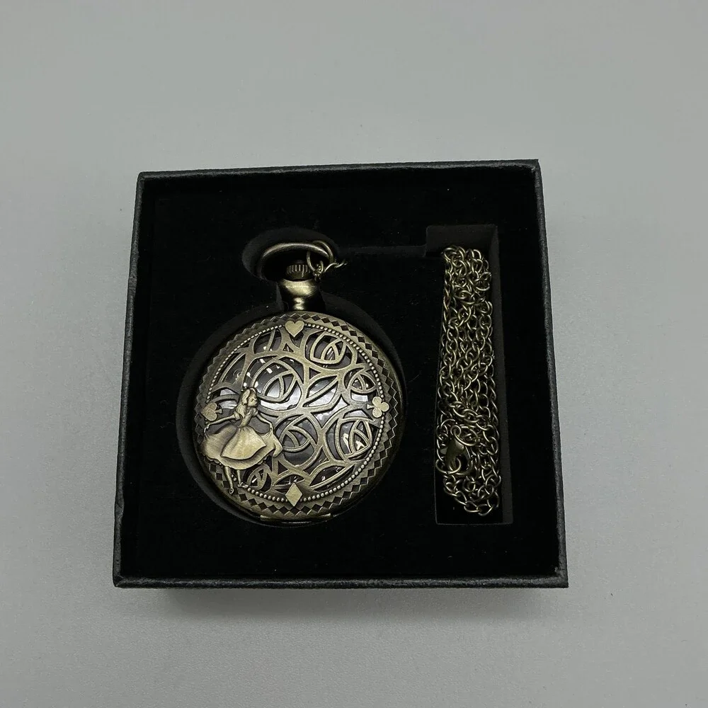 Grand Casino Steampunk Pocket Watch Men 46.9mm Half Hunter Chain New Battery